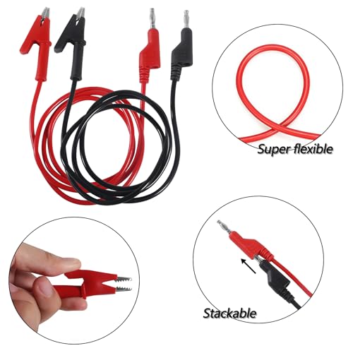 Image of 2pcs Banana Plug to Alligator Clip Test Leads 1000V 15A Multimeter 4mm Banana Plug Test Probe Lead Wire Cable for Multi-Meter Electrical Test Jumper Wire