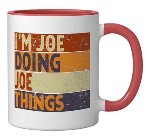 Taza cerámica divertida Retro 11 onzas rojo/blanco miniatura 2