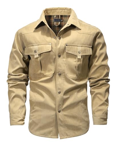 Image of HYPESTFIT Men's Plaid Flannel Lined Shirt Jackets