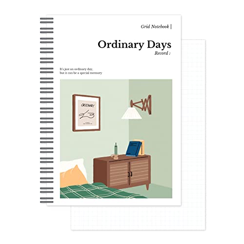 モノライク オーディナリー デイズ グリッド らせん状の ノート, ベッドルーム - Ordinary days Grid Spiral Notebook, Bedroom ハードカバー A5 128ページ
