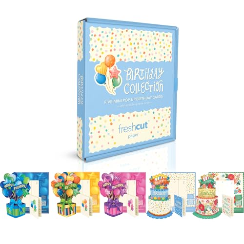 Freshcut Paper Pop Up Cards, Birthday Collection (Set of 5),