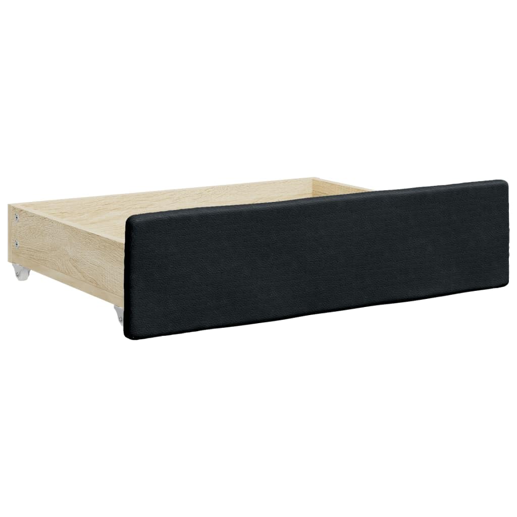 vidaXL Cajones de cama 2 uds madera ingeniería y cuero sintético negro