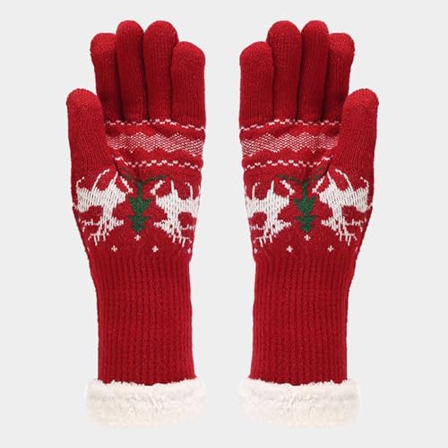 Set de gorro de punto con bufanda larga y guantes táctiles de renos para invierno 6