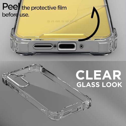 Image of Pikkme Back Cover for Samsung Galaxy S25 Fe 5G PC + TPU Clear Transparent Raised Edges Shockproof Protective Phone Bumper Case(Transparent)