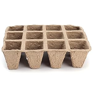 24 stuks Seed Starter Tray-kit, 12 Cellen Biologisch afbreekbare Zaad Starter Trays, Vierkante Kiembakken Fiber Pots voor Starter Seeds – 6.3×4.7×1.8 in