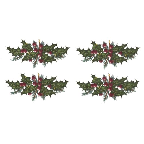 Christmas Holly Overglaze Ceramic Decals 3.5 Inch (3 Decals)