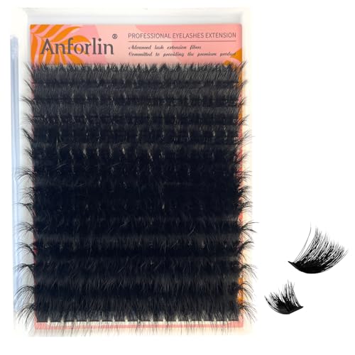 Fluffy Lash Clusters 10-20mm Thick 200D Cluster Eyelash Extensions 224 Pcs D Curl Volume Eyelash Clusters 3D Natural Lash Clusters False Eyelashes DIY at Home, by Anforlin