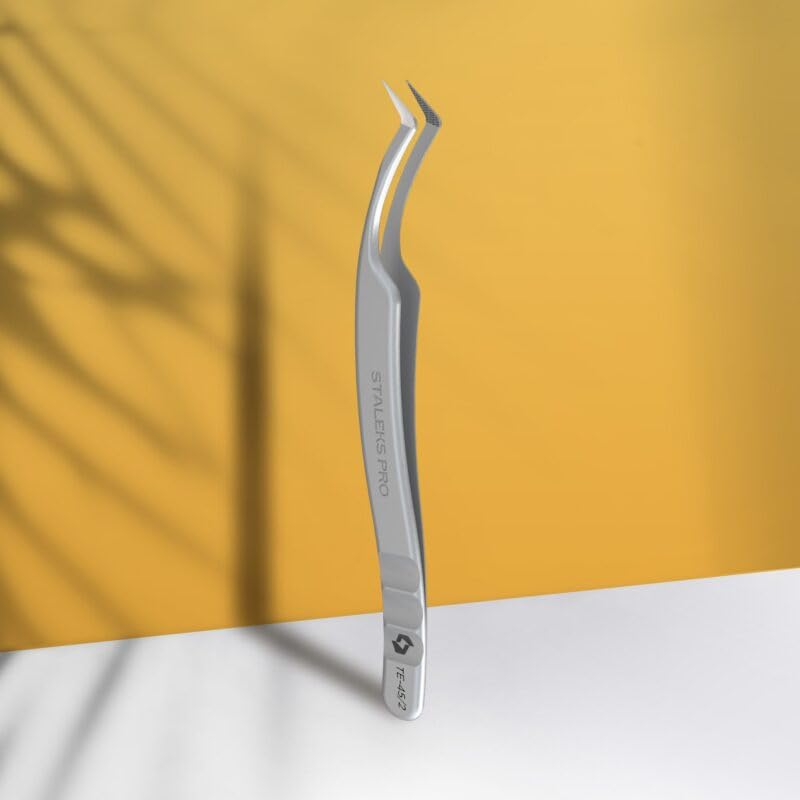 STALEKS PRO Professional eyelash tweezers with fiber tips EXPERT 45 TYPE 2 (L-shaped, 40′) 1