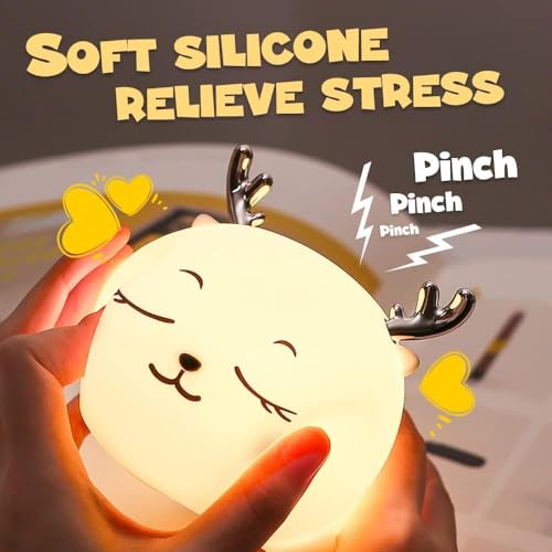 Image of One94Store Cute Cat Touch Silicone Night Lamp - 7-Color LED Light, USB Rechargeable Multicolor Night Light for Kids Bedroom, Romantic Decor, Valentine Day Gift, Love Gift for Her, Couple Gift