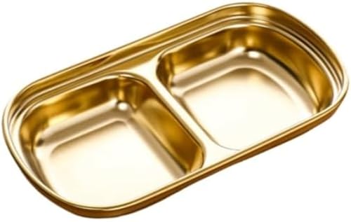 ステンレス 6個 韓国食器 醤油皿 調味料皿 304ステンレス 薬味皿 仕切皿 小皿 漬物 キムチ 涼菜 醤油調味料 スパイス 酢 韓国料理 焼肉 (2グリッド,金6個)
