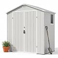 Devoko 6 x 4 FT Resin Shed with Floor, Outdoor Plastic Storage Sheds with Windows, Waterproof Utility Tool Garden Shed with Lockable Door for Backyard Patio Lawn, Light Gray