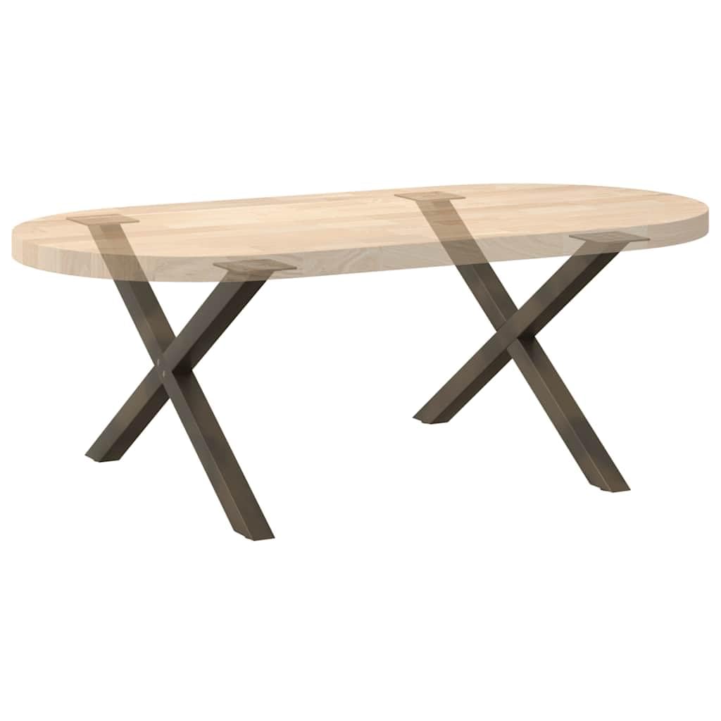 Nogi do stolika kawowego w kształcie litery X, 2 sztuki, stal naturalna, 70 x (42-43) cm, wytrzymały stelaż stalowy z regulowanymi nóżkami poziomującymi, zapewnia stabilność, nowoczesne