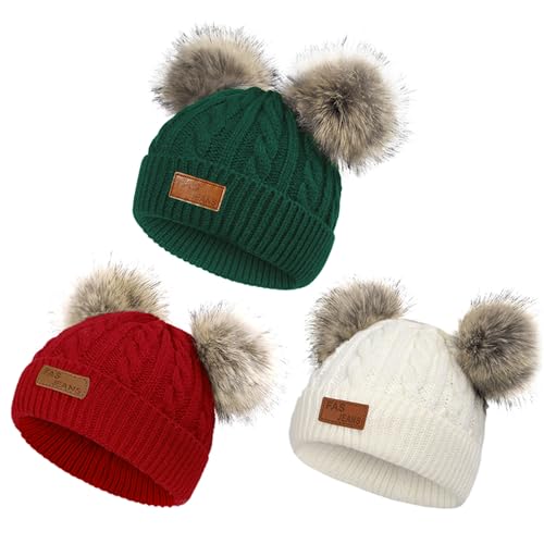 Image of Century Star Baby Girl Hats Winter Cute Baby Beanie for Girls Boys Knit Baby Hats Warm Infant Toddler Beanie Pom Pom Cap