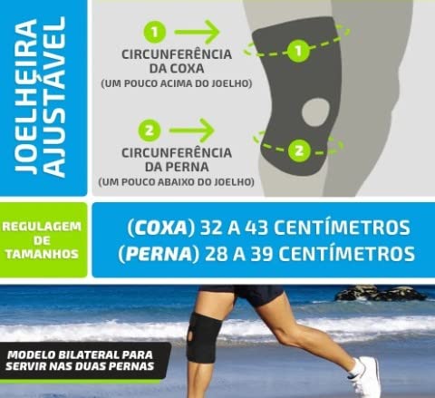 Joelheira De Compressão Ortopédica Preta Patelar Reforçada - Faixa Ajustável Bilateral
