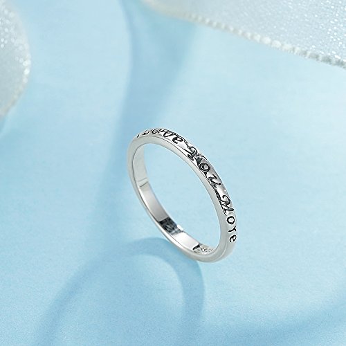 Tongzhe 3Mm I Love You More Wedding Band Ring In Antique Sterling Silver 925 With Us Size 6 #TOP4
