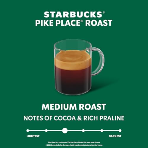 Image of Starbucks by Nespresso Vertuo, Pike Place, Medium Roast Coffee 30-count Coffee Pods, Brews 7.8 oz.