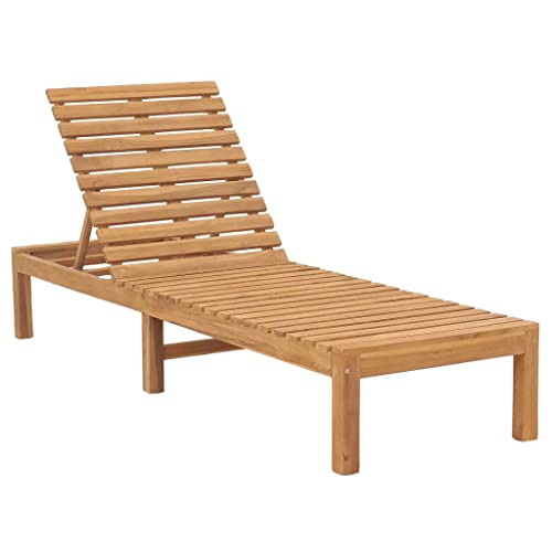 vidaXL Bois de Teck Solide Chaise Longue Bain de Soleil de Patio Transat de Terrasse Chaise Longue d'Extérieur Bain de Soleil de Jardin