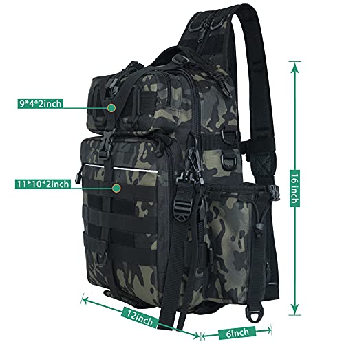 BLISSWILL Outdoor Tackle Bag - Large Water-Resistant Fishing Backpack with Rod Holder, Large(16*12*6inch)-forest Camo - Image 2