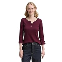 TOM TAILOR Damen 1024036 T-Shirt, 16427-Bordeaux Red, M