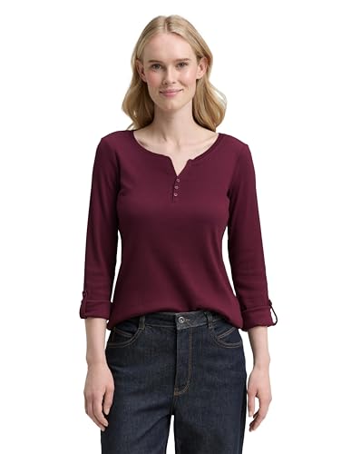 TOM TAILOR Damen 1024036 T-Shirt, 16427-Bordeaux Red, M