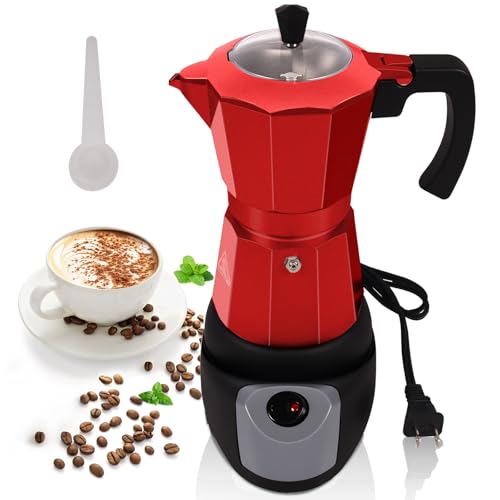 Image of Aluminum Electric Moka Pot 3-6 Cup 270ml Express Coffee Maker Stovetop