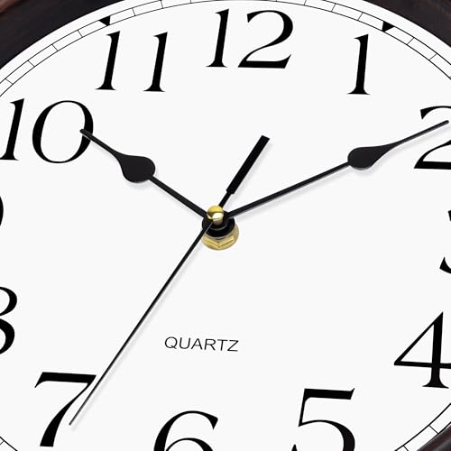 Image of Foxtop 12 Inch Wall Clocks Battery Operated Silent Non-Ticking Classic Vintage Retro Wall Clock Decorative for Office Living Room Kitchen Home (Bronze)