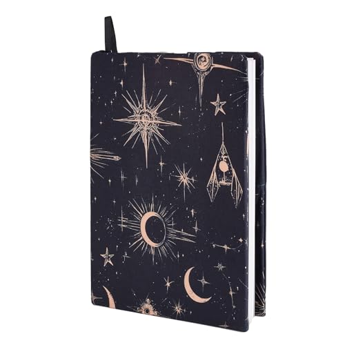 NICENEEDED Vintage Stretchable Book Cover, Moon Sun Book Sleeve, Elastic Notebook Wraps, Washable Protective Book Case