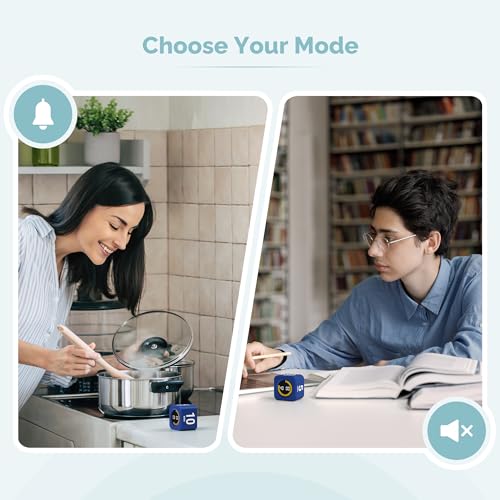 Image of KADAMS Timer Pomodoro - Productivity Pomodoro Cube, 5 /10 /25 /50 Min Countdown & Countup, Silent - for Work Study Workout Kitchen School Classroom Office ADHD Gift Kids (1, Navy Blue)