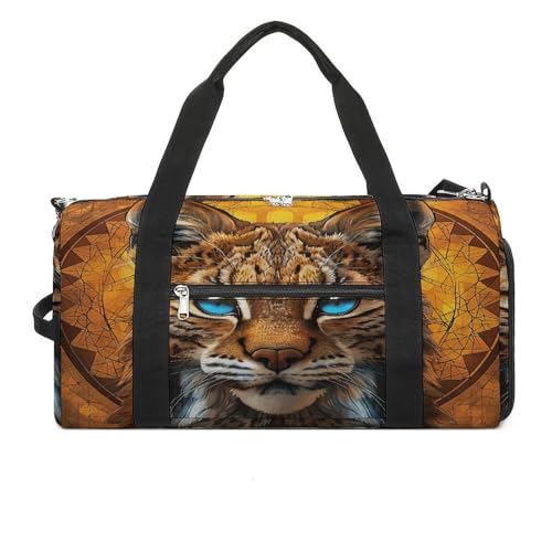 Sac de sport motif Bobcat aux yeux bleus avec grand espace chaussures ventilé mixte