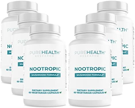 Nootropics Brain Support Supplement – Lions Mane, Shiitake, Chaga, Reishi Mushroom Powder – Enhance Memory and Improve Cognitive Health with Bacopa Monnieri and Gingko Biloba Extract Capsules, 360ct