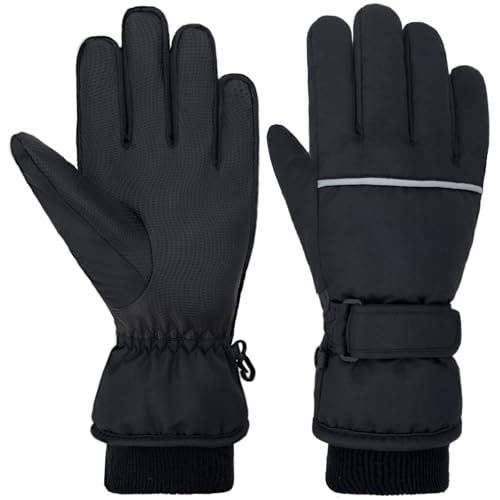 Image of Kids Winter Ski Gloves Waterproof Children Girls Boys Fleece Thermal Snowboard Snow Gloves Mittens for Cold Weather