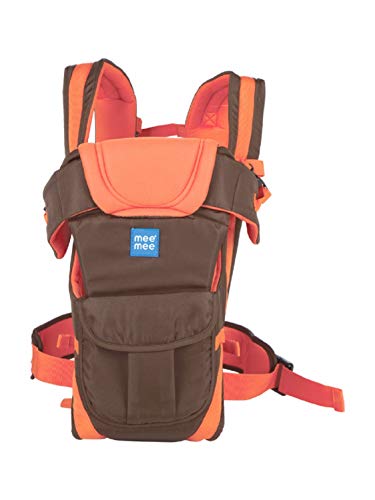 Mee Mee Comfy New Born Baby Carrier With 4 Baby carrying Modes Lightweight & Adjustable | Neck Support Baby Sling Carrier with Padded waist Support and shoulder support straps | safety buckle for 0 to 3 Years (Orange Black)