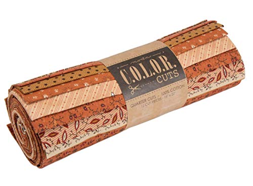 Moda Color Cuts Fat Quarter Bundle 12 Precut Cotton Fabric Assortment by Moda Fabrics (Pecan Pie)