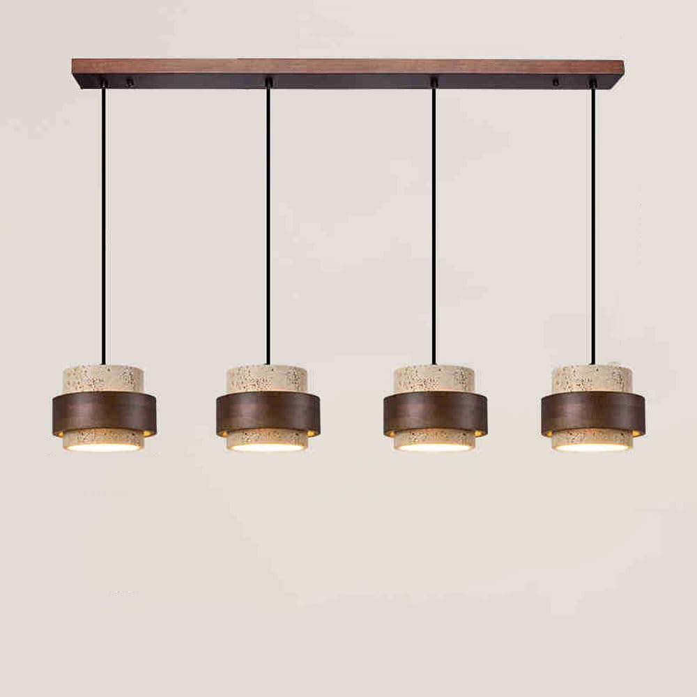 LYMSXAZOU Wabi-Sabi Yellow Travertine Pendant Lighting Fixture Japanese 17CM*12.5CM Living Room E27 Chandeliers Lamp 4 Types Entry Bedroom Dining for Vitality Wood Hanging