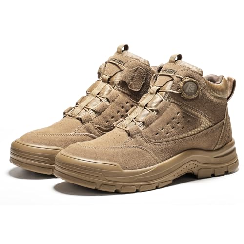 Furuian Steel Toe Cap Boots for Men Women Comfortable Safety Boots Lightweight Steel Toe Cap Trainers Anti Slip Safety Shoes with Swivel Buckle Shoelaces