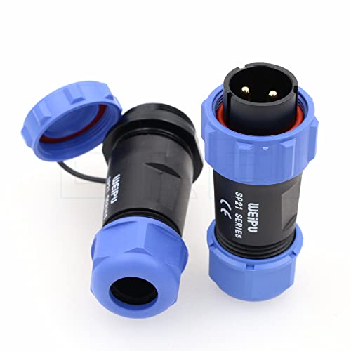 DRRI Weipu IP68 Stecker SP21 2-poliger Stecker Buchse mit Staubkappe Inline-Kabel SP2110/P SP2111/S