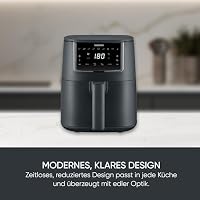 Severin Heißluftfritteuse, Single, Fritteuse für Kochen ohne Fett, Touch-Display, 8 Automatik-Programme, vielseitige Zubereitung, Warmhaltefunktion, 4L, 1300W, schwarz, FryLight, FR 2461 – Ansicht 8
