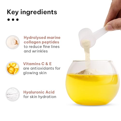 Image of hk vitals Skin Radiance Marine Collagen Supplement (Mango, 100g) & Sipper Bottle (Grey, 300ml) Combo Pack | With Vitamin C & E, For Healthy Skin, Hair & Nails