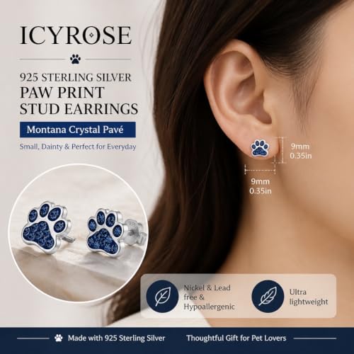Image of 925 Sterling Silver Paw Print Stud Earrings (Choose Your Style) (Nickel Free)