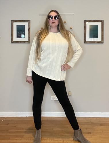 Image of CARCOS Womens Plus Size Tops Basic Fall Cable Knit Sweaters Long Sleeve Shirts Crewneck Lightweight Tunic Tops XL-5XL