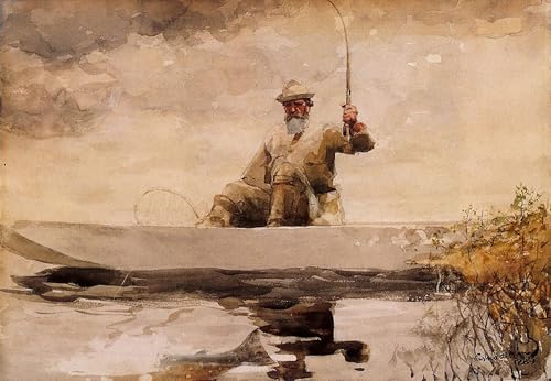 Pesca negli Adirondacks poster Winslow Homer decoración pared estilo retro vintage