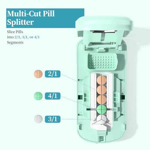 Image of Daviky Pill Cutter Splitter for Small & Tiny Pills, Dual Safety Blades | Adjustable Centering Slot, Precise 1 /2 1 /3 1 /4 Tablet Cutter, Built-in Storage, Portable & Senior-Friendly