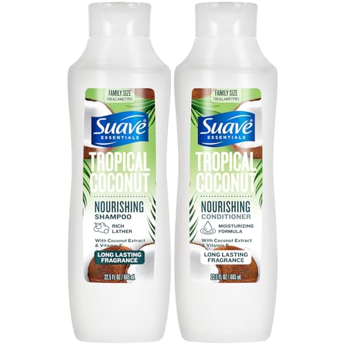 Suave Shampoo and Conditioner Set, Tropical Coconut – Everyday Nourishing Formulas with Botanical Extract and Vitamin E, 22.5 OZ Ea (2 Piece Set)