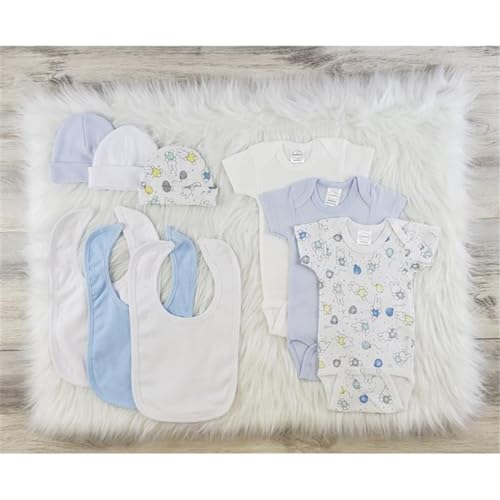 Bambini LS-0558S Layette Baby Clothes Set - White Blue & Yellow - Small - Pack of 3
