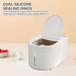 20Lbs/8Qt Large Storage Bin with Lid Storage Container,Food Container, Pet Food Dispenser, Dry Food Storage, Silicone Ring & Moisture Proof,for Grain Cereal Soybean Corn (White)