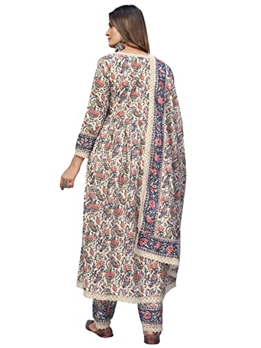 Image of Vbuyz Women'S Cotton Floral Print Straight Stitched Kurta Pant With Dupatta