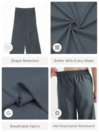 Image of SAADAA Women's Relaxed Fit Mid Rise Airy Linen Wide Leg Pants, High Waist Trousers for Formal, Casual & Office Wear