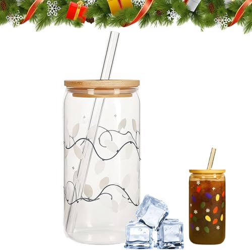 Jsnwernb Vaso de cristal de Navidad, reutilizable, taza de vasos que cambian de color de Navidad, para niños y adultos, bebidas, refrescos, capuchino, leche, leche, jugo, agua, cerveza, cocina, viajes