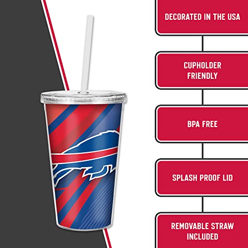 Image of Rico Industries NFL Football 16oz Clear Tumbler W /Straw for NFL Fans