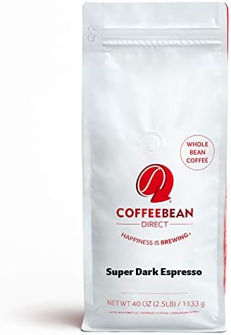 Coffee Bean Direct Super Dark Espresso, Whole Bean Coffee, 2.5-Pound Bag